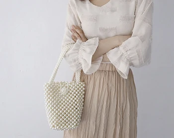 

Beaded Bag Evening Pearl Bag Lady Handmade Luxury Handbags Female Vintage Tote Bags For Women New Fashion