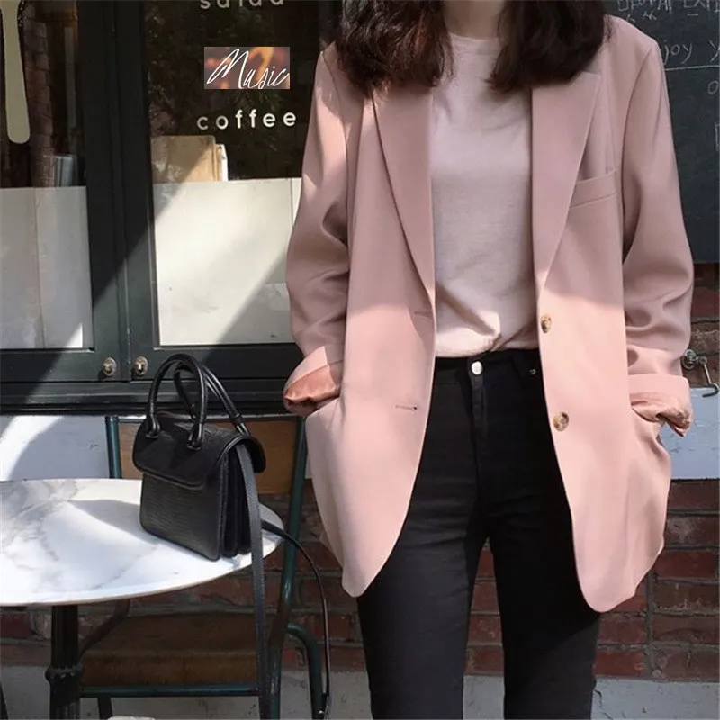 Fashion 2019 New Single Breasted Solid Work Blazer Women Long Sleeve Pocket Suit Blazers And Jackets Casual Office Outwear