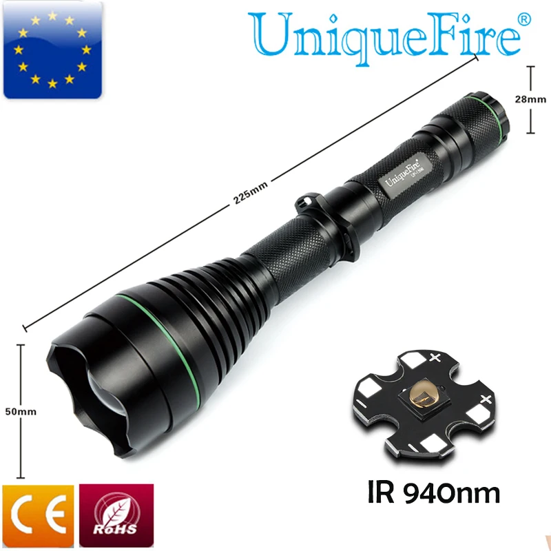 Uniquefire охотничий фонарик UF-1508 IR940nm светодиодный инфракрасный фонарик Тактический фонарик мощный светодиодный фонарик