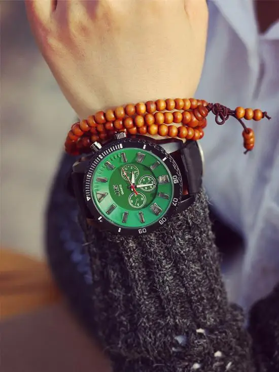 Мода JIS бренд большой циферблат светодиодный подсветка спортивные часы на резиновом ремешке наручные часы для мужчин и женщин унисекс черный белый красный - Цвет: Green