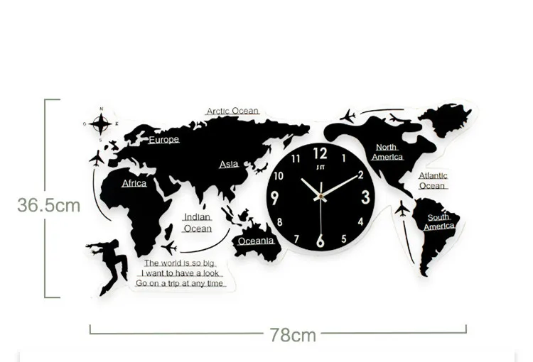 Скандинавские минималистичные настенные часы акриловые креативные карта мира настенные наклейки для дома гостиной бесшумные часы креативные DIY черные наклейки
