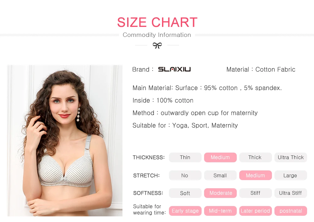SLAIXIU, Бюстгальтер для кормления, для беременных, для беременных, для грудного вскармливания с поролоновыми вставками беременности и родам для Для женщин бюстгальтер для беременных и кормящих нижнего белья для девочек;