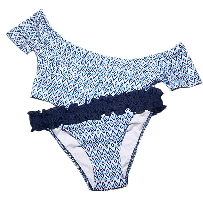 Women's Swimming Suit Sexy Bikini Swimsuit Women Padded Sexy One Shoulder Strap Sleeve Bikini Two-Piece Bathing Bra set R22 (6)