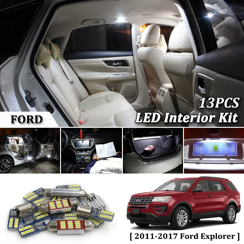 Us 11 56 10 Off 13pcs White Canbus Led Car Interior Lights Upgrade Kit For 2011 2016 2017 Ford Explorer Led Interior Dome Trunk Lights In Signal