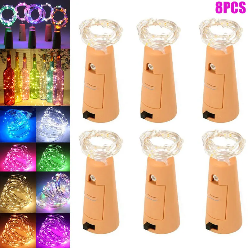 

8 Pcs/Set LED Bottle Cork String Lights Party DIY Home Decor Wine Bottles Copper Wire 20 Leds Light --M25