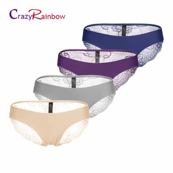 

4 Pieces a lot!Hot sale! women's sexy lace panties seamless cotton breathable panty Hollow briefs Plus Size girl underwear