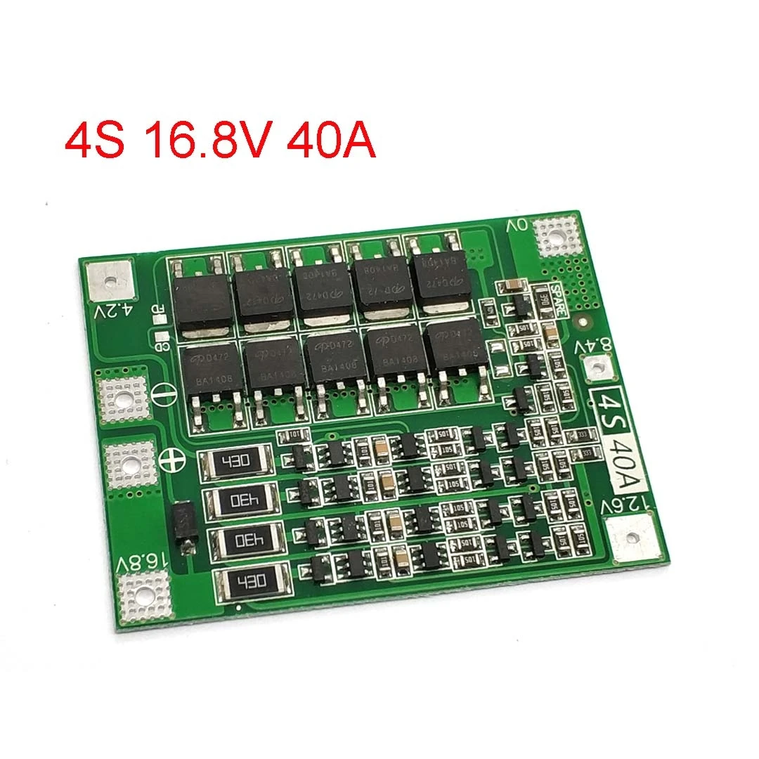 4S 40A литий-ионный аккумулятор 18650 зарядное устройство PCB плата защиты BMS с балансом для бурильного двигателя 14,8 в 16,8 в(сбалансированная версия