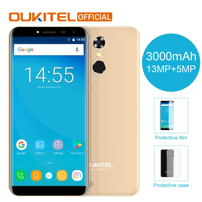 

Oukitel C8 5.5" 18:9 Aspect Ratio Android 7.0 MTK6580A Quad Core Smartphone 2G RAM 16G ROM 13.0MP Fingerprint Mobile Phone