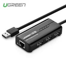 Ugreen USB 2.0 до 10/100 Мбит/С RJ45 Lan Карты Сетевого Ethernet Адаптер + 3 Порта USB Концентратор для Mac OS Tablet pc Ноутбук Smart ТВ