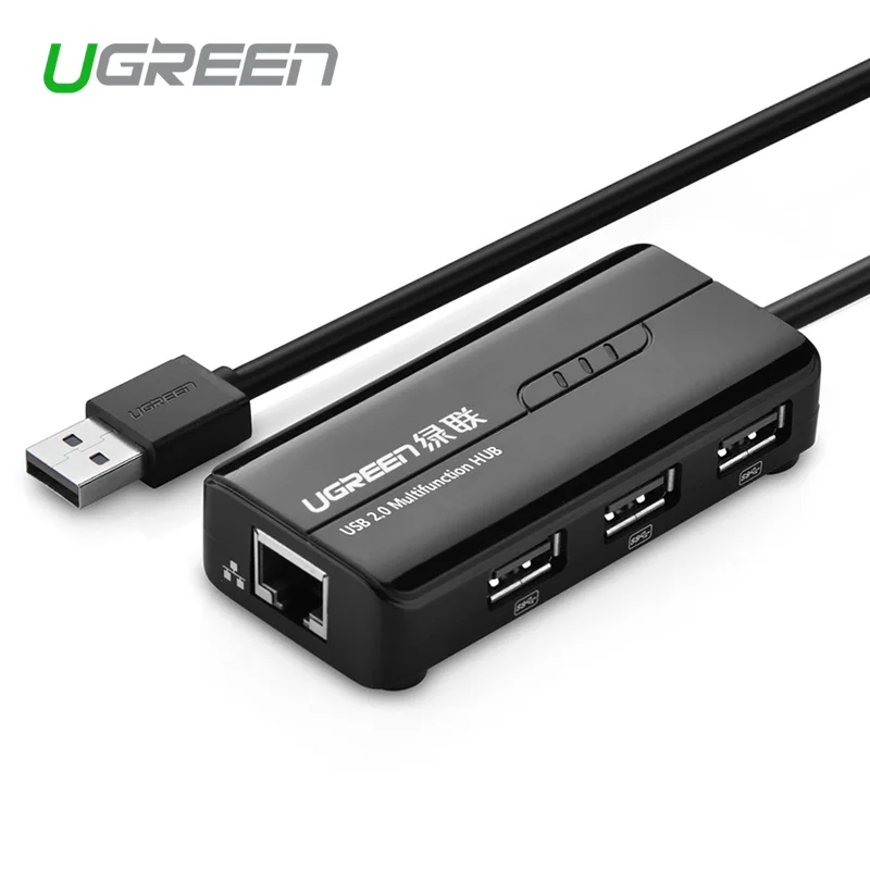 Ugreen usb 2.0 до 10/100 мбит/с rj45 lan карты сетевого ethernet адаптер + 3 Порта USB Концентратор