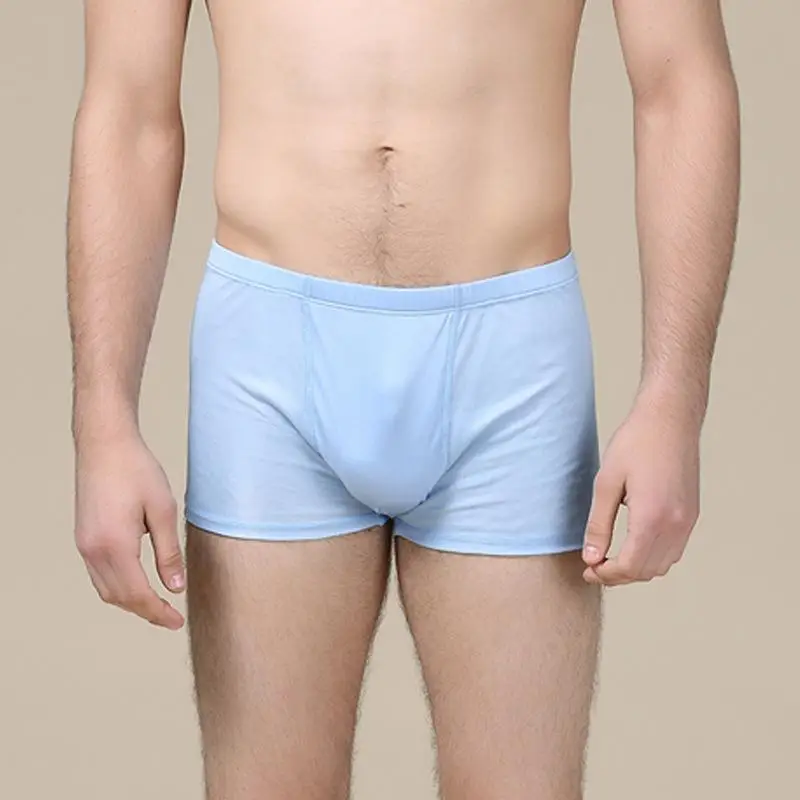 Чистый шелк вязание нижнее белье мужские талии брюки комфорт - Цвет: Небесно-голубой