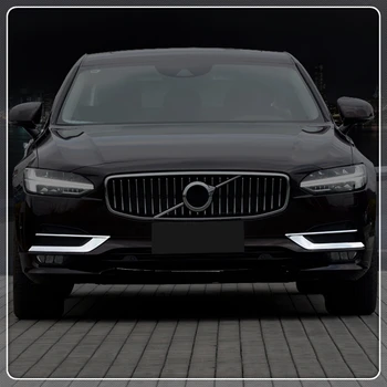 

For Volvo S90 2017 2018 2019 Car Front Fog Light Lamp Decorative Strips Cover Trim 2pcs ABS Chrome Auto Accessories