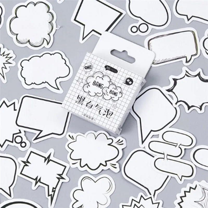 

45PCS/box Creative Dialog Box Album Paper Label Stickers Crafts And Scrapbooking Decorative Life log Sticker Cute Stationery