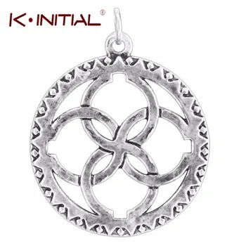 Kinitial 5pcs Antique Svadebnik Silver Slavic Pendants Round Knot Charm Soul God Runes Fashion Charms For Necklace Accessories