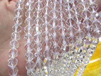 

AA+ 2strands 4-12mm raw crystal clear white quartz round ball faceted charm jewelry For necklace Gemstone Loose Beads