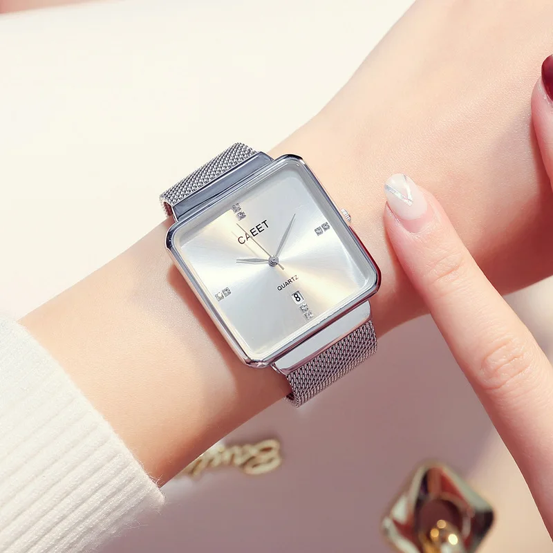 

Reloj Mujer New Luxury Brand Watch Women Fashion Design Square Calendar Quartz Watches Simple Casual Waterproof Wristwatch Black