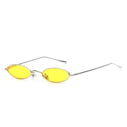 Модный бренд небольшой овальный Солнцезащитные очки для женщин Для мужчин Винтаж металла Рамки прозрачный красный объектив Защита от