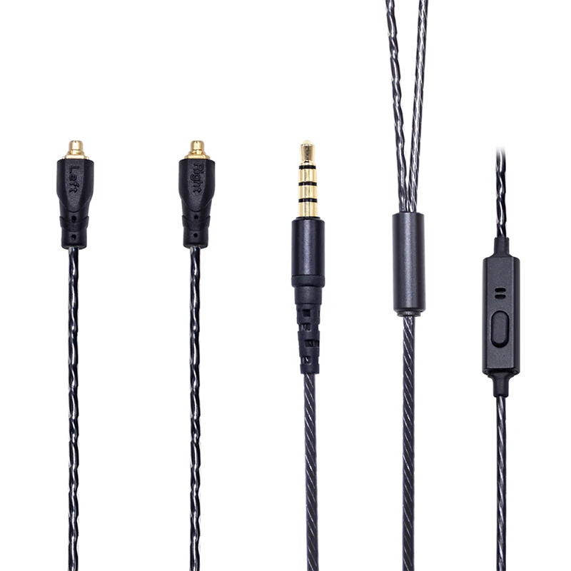 

NICEHCK 1 Pcs BlacK Earphone CableSingle Crystal Copper Cable Detach Cable For Shure SE215/535 SENFER PT15 NICEHCK Bro With Mic