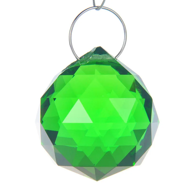 Green 30mm K9 Faceted Crystal Ball Glass Chandelier Crystal Parts Prisms feng shui Suncatcher Rainbow Lighting Ball Home Decor (6)