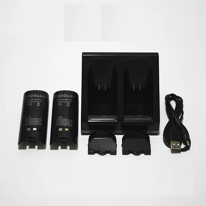 

3-1 For Nintend Wii Remote Controller Gamepad Dual Slot Charging Dock Charger Station+USB Cable+2x 2800mAh Rechargeable Battery