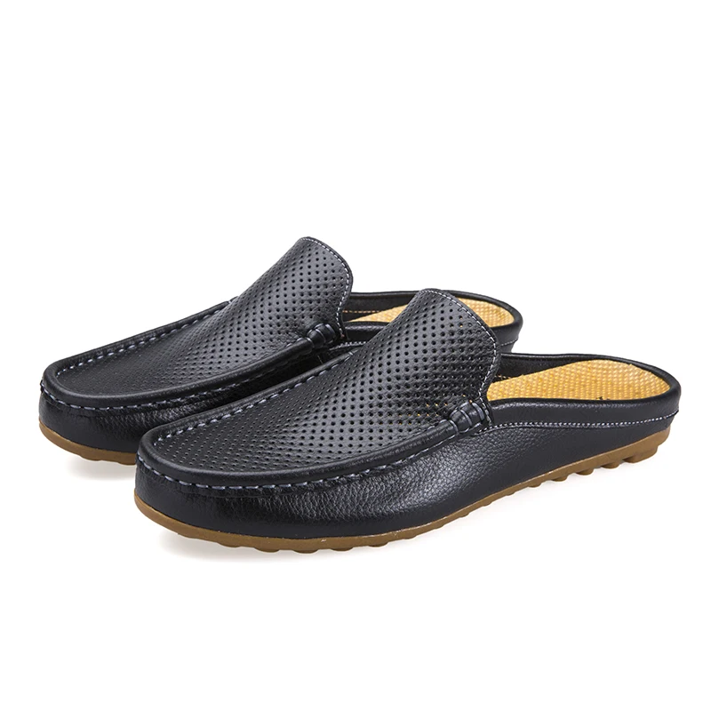 Urban Men Driving Shoes Luxury Brand Shoes Summer Men Shoes Backless Loafers Open Backs Shoes Without