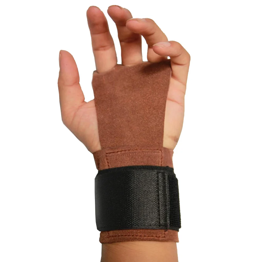 

1 pair Genuine Cowhide Real Leather horizontal high bar pull-up pull up training Gym glove Gloves mitts belt Weight Lifting