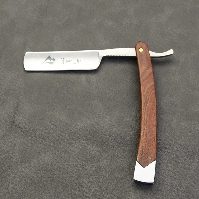 rio lake navalha reta faca de barbear profissional barbeador manual de aço inoxidável com borda reta