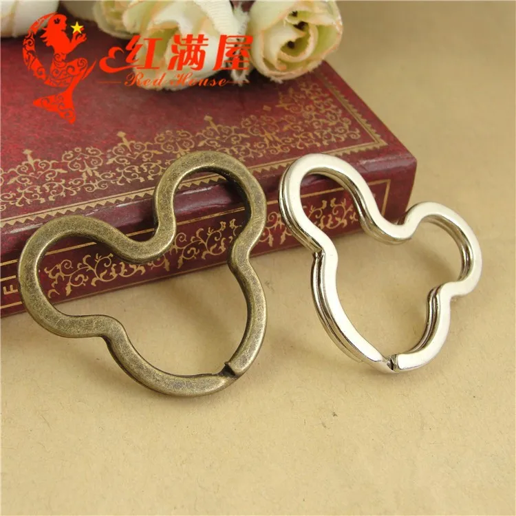 32*39MM Antique Bronze mickey split key ring mobile phone