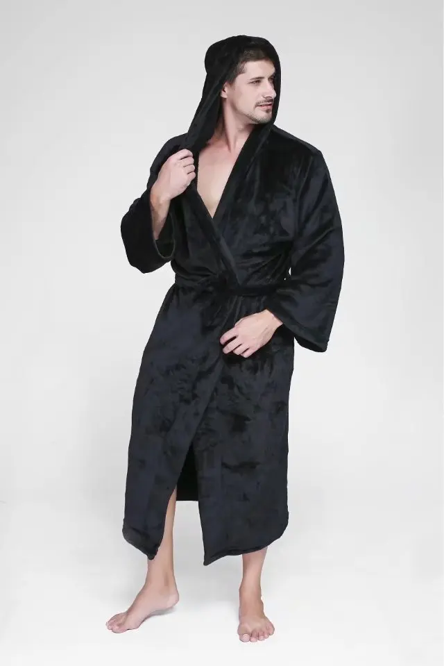 Plus größe XXXL 160 kg bademantel für männer robe mit kapuze Winter lange ärmeln exquisite plüsch herren dressing kleid paare roben unisex