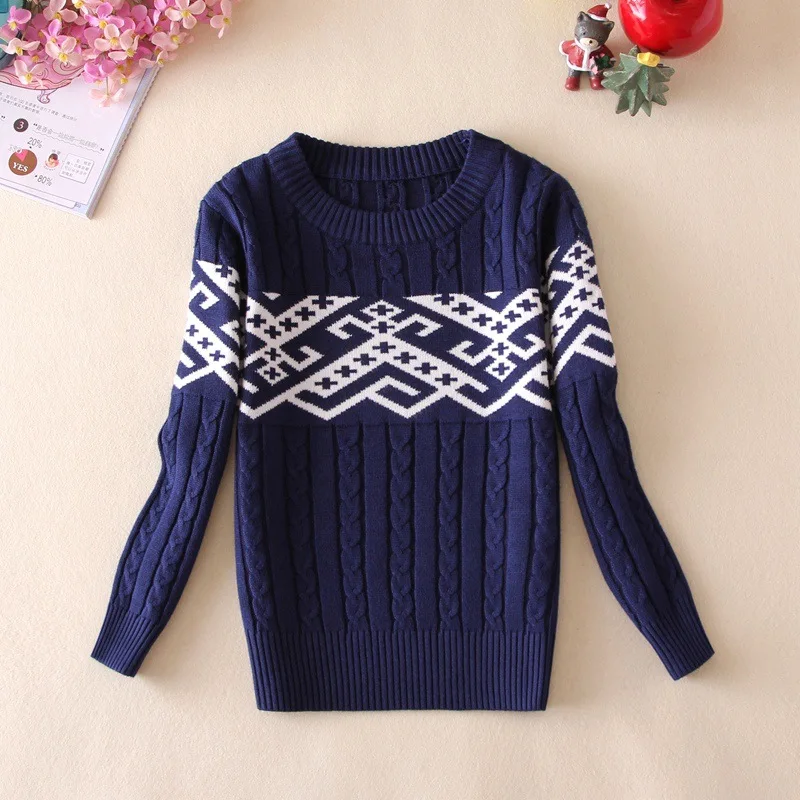 

A08 Spring Boys and Girls' s Clothes Knitted Sweaters Jacquard Jersey Cotton Knitted Coat Long Sleeved Sweater