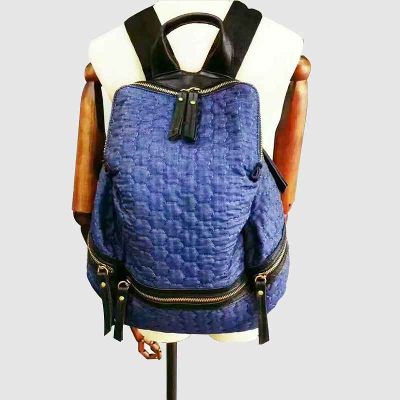 Buy cotton fabric women backpack multis silt pockets