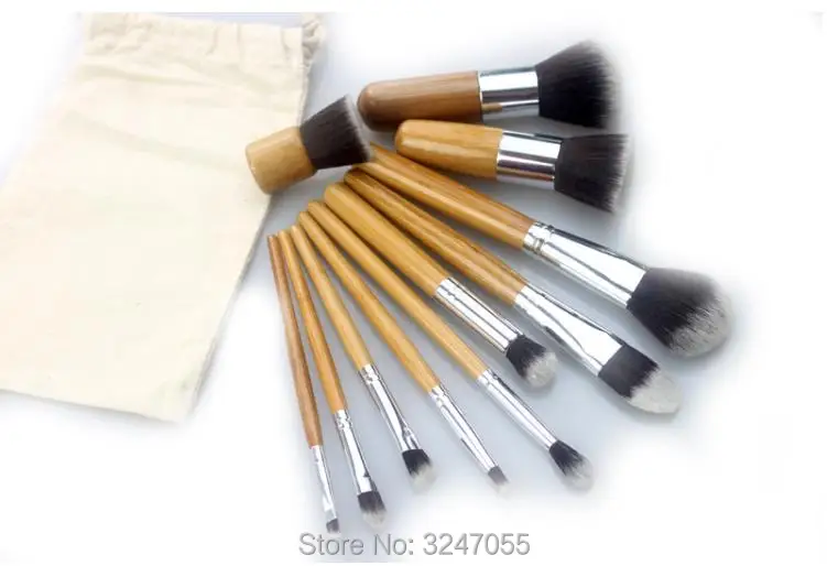 Naturais de Bambu Pincéis de Maquiagem Kits de Cosméticos Conjunto de Maquiagem Conjuntos Profissional Conjunto Fundação Blending Brush Tool Brusher 11 Pcs * 3 3 11 Pcs * 3 Conjuntos Naturais de