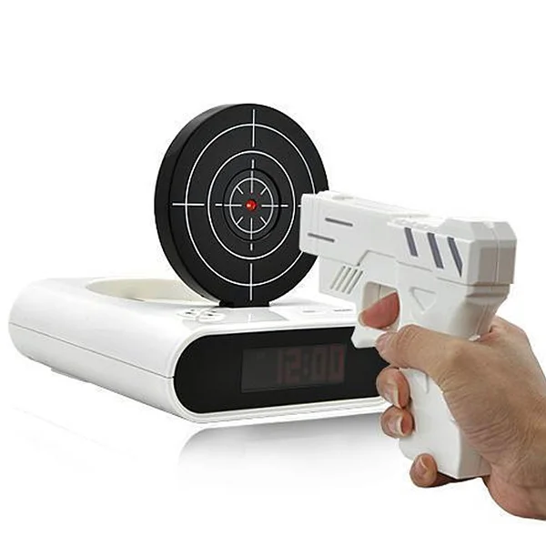 Novelty New Laser Target Gun Alarm Clock Snooze Waken With Led