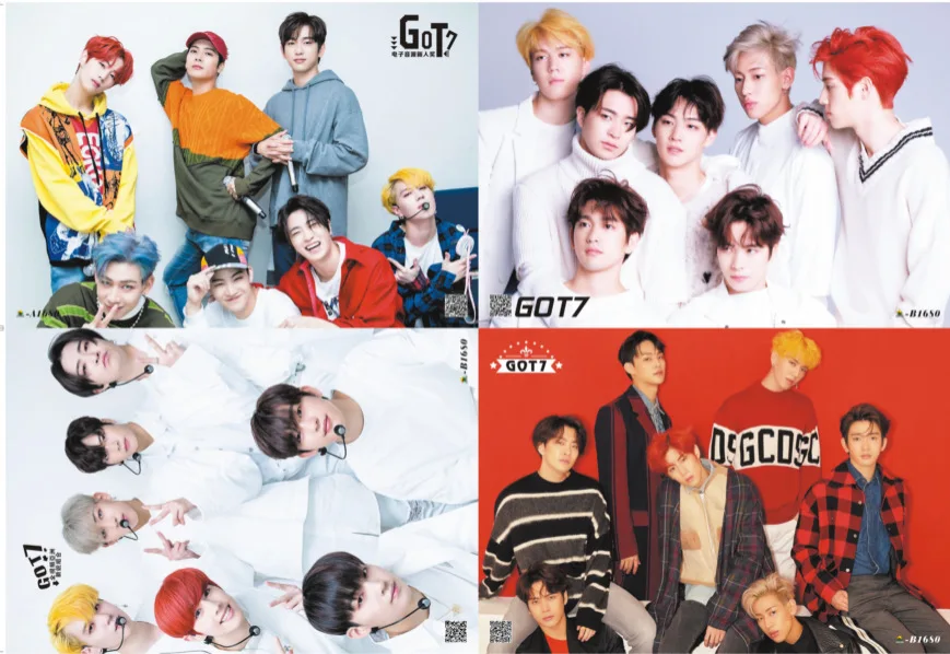 

8 pcs/Lot GOT7 Toys Posters JB JinYoung Mark Jackson YoungJae BamBam YuGyeom 8 Pictures Anime POP Super Star Poster Size 42x29CM