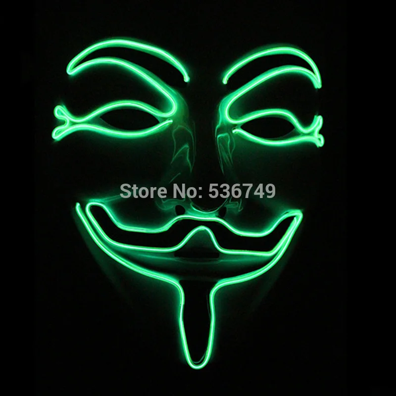 

LED Mask Light Up Luminous Mask Glowing Cool V for Vendetta Mask Party Favor for Christmas Halloween Cosplay Masquerade EL Wire