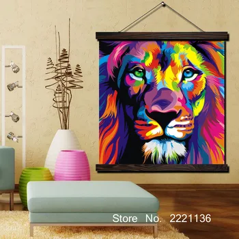 

Colorful Lion King Picture HD Print Scroll Paintings Wall Art Printed Hanging Framed Canvas Painting Modern Home Decoration