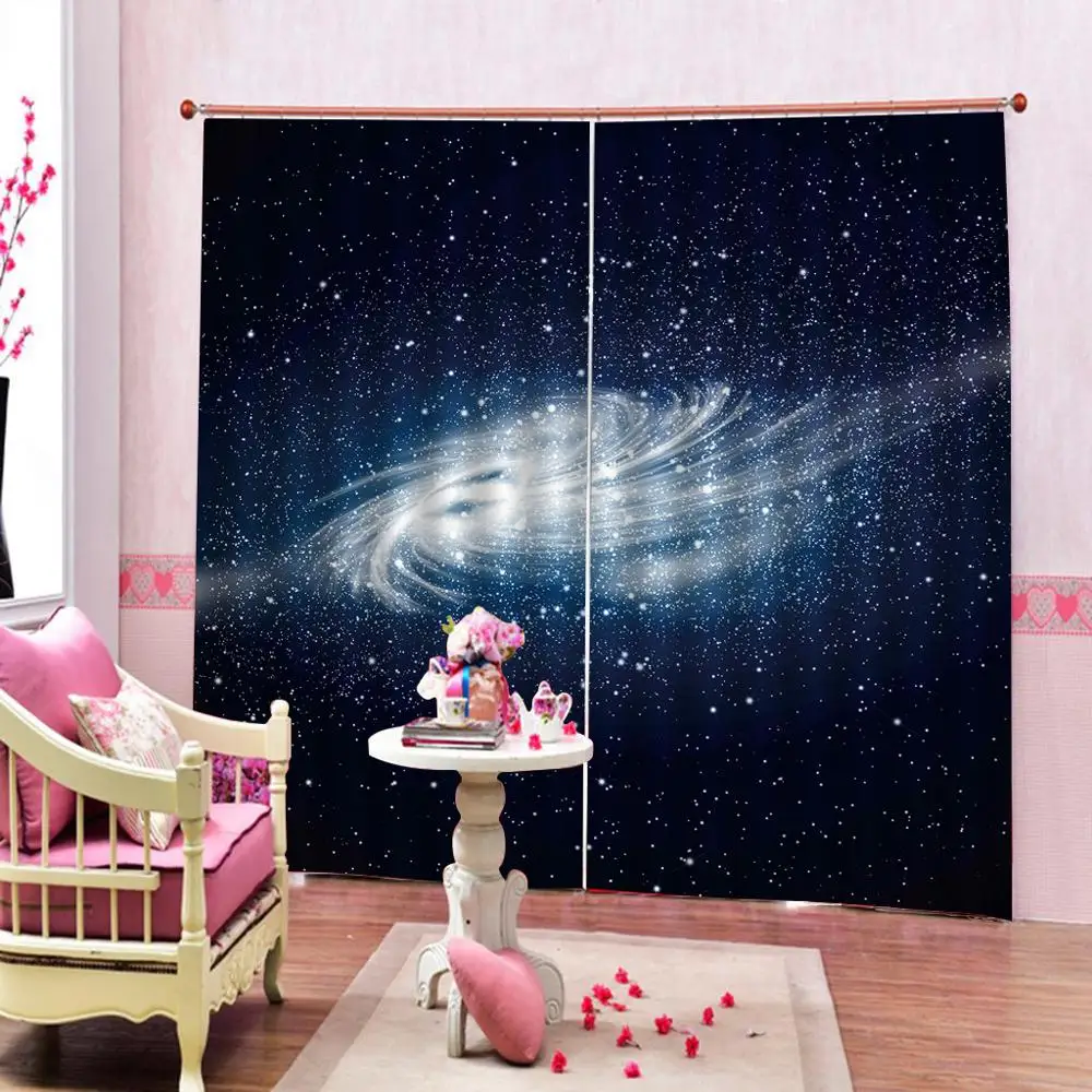 Us 66 0 56 Off Dark Blue Curtains Customized Size Luxury Blackout 3d Window Curtains For Living Room Night Sky Curtains For Bedroom In Curtains From