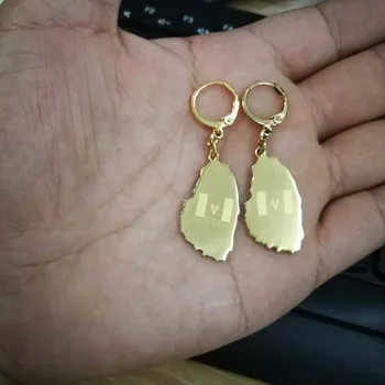 

Gold Color Saint Vincent Vincent Map Earrings for Women Girls ST. Maps Jewelry #J0338