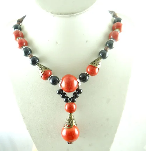 

Ethnic Style Women Fashion Ceramic Beads Gem Necklace Jewelry R24