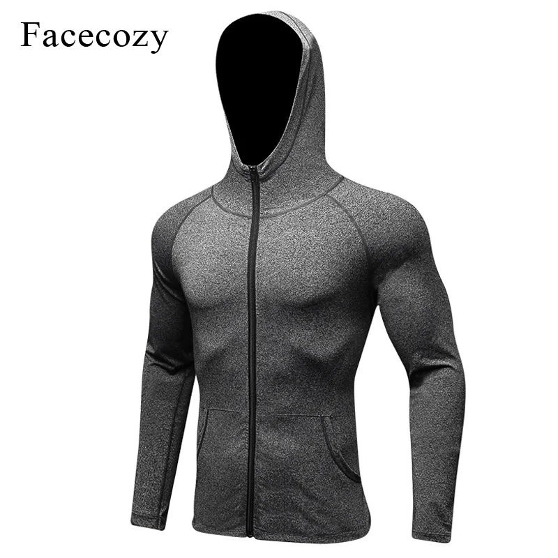 Мужская спортивная куртка Facecozy тренировочная с капюшоном для бега и фитнеса