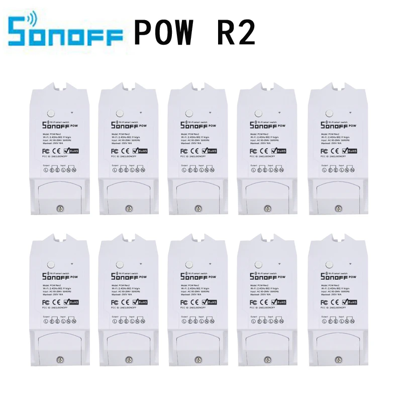 

10pcs SONOFF POW R2 Wifi Switch Controller Real Time 15A 3500W Power Consumption Monitor Measurement For Smart Home Automation