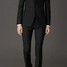 Мужской смокинг, приталенный костюм на заказ, мужской черный высококачественный деловой костюм