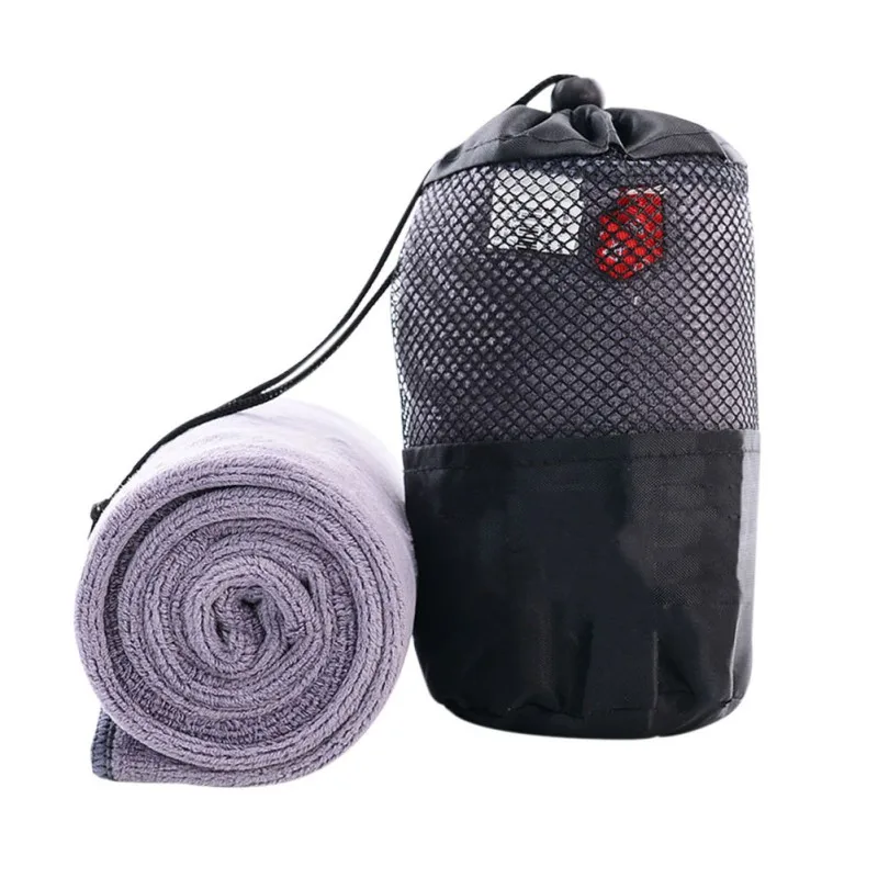 Портативный быстросохнущие Полотенца микрофибра Спорт на открытом воздухе Отдых Путешествия Полотенца с сумкой - Цвет: Серый