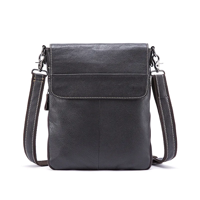 100 Genuine Leather Bags Men High Quality Messenger Bags Small Brown