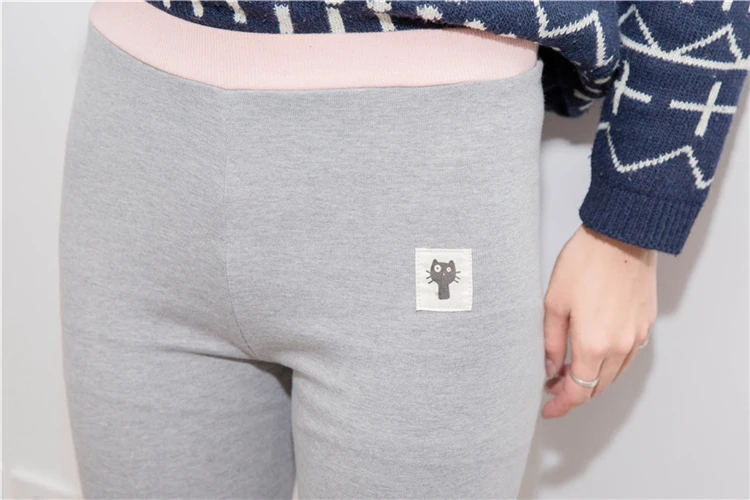 Ryanguage Women Cotton Legging Cat Casual Spring Kitten Patchwork High Waist Thick Large Size Solid Pants Calzas Soft Leggins