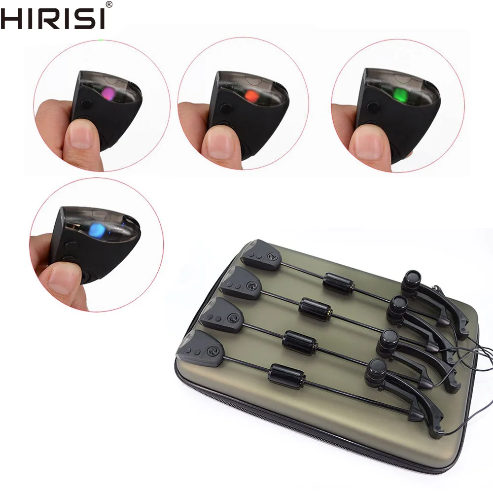 

4pcs In Zipped Case B2027 Carp Fishing Swingers Set with Changeable Light Color Control Illuminated Bite Indicator