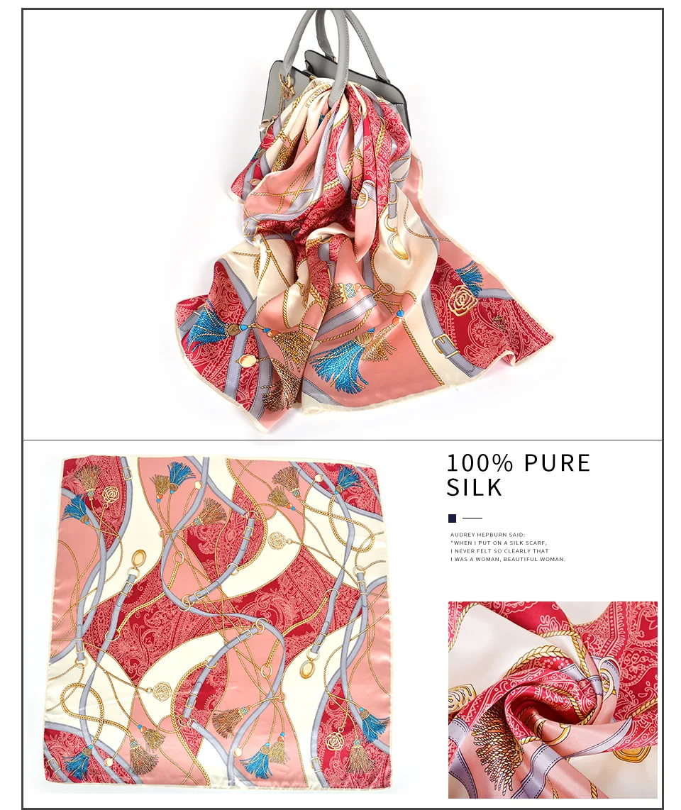 Зимние аксессуары, квадратные шарфы цвета хаки с принтом для дам, любителей моды, натуральный шелковый шарф с принтом 90*90 см, осенние шарфы