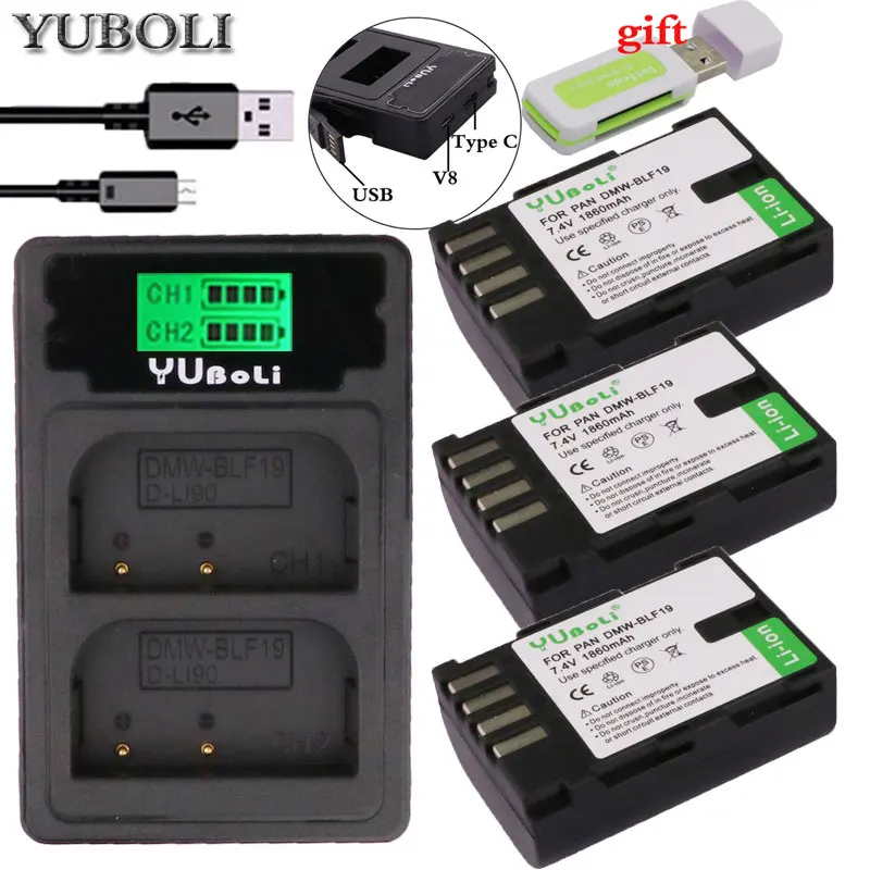 

new DMW-BLF19E DMW-BLF19 DMW BLF19 BLF19 BLF19E Camera Battery + TYPE-C dual Charger for Panasonic Lumix GH3 GH4 GH5 accessories