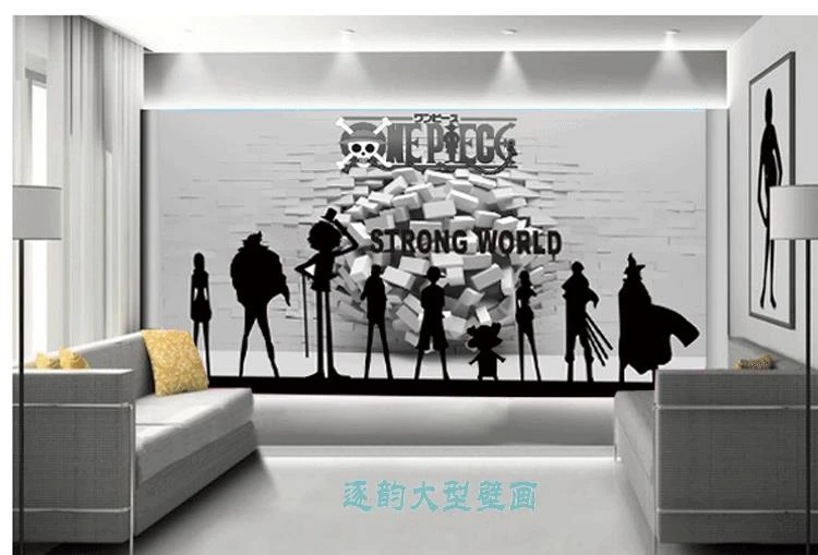 送料無料3dカスタム壁画壁紙漫画3dテーマ壁紙黒と白麦わら帽子海賊壁紙壁画 Hat Shirt Hat Glasseswallpaper Graffiti Aliexpress