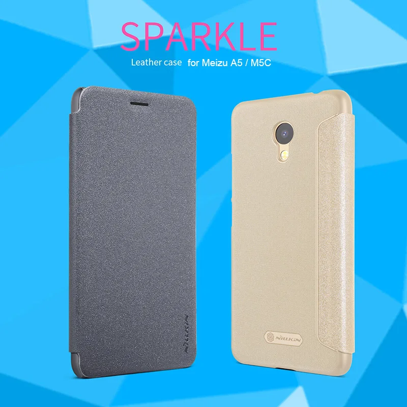 Для Meizu A5/M5C Nillkin Sparkle Роскошь кожи сальто с Smart View Окно задняя крышка телефона чехол